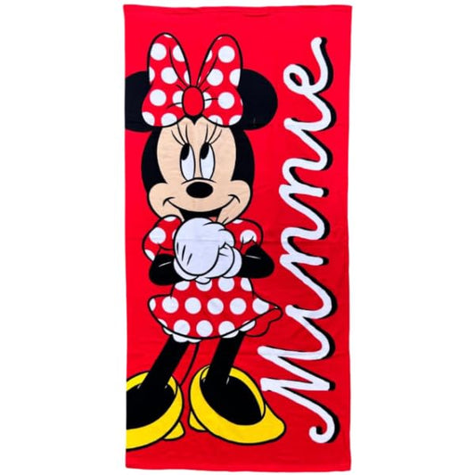 Telo Mare Asciugamano da spiaggia e piscina in microfibra CM. 140X70 asciugatura rapida, ultra morbido ( Minnie Mouse Red)