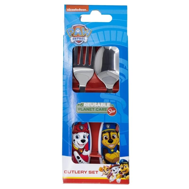 Set Posate  Bambini in Acciaio Inossidabile - Forchetta e Cucchiaio ( PAW PATROL)