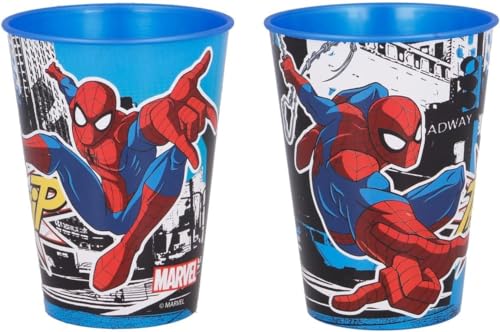 Set 2 Bicchieri  Bambini 260 ml in plastica Senza BPA Regalo  Ragazzi (Spiderman Street)
