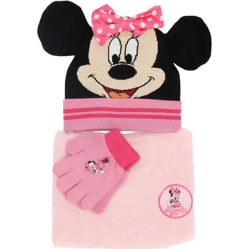 Set 3 Pezzi Minnie Mouse Cappello Scaldacollo Guanti Bambini Taglia Unica
