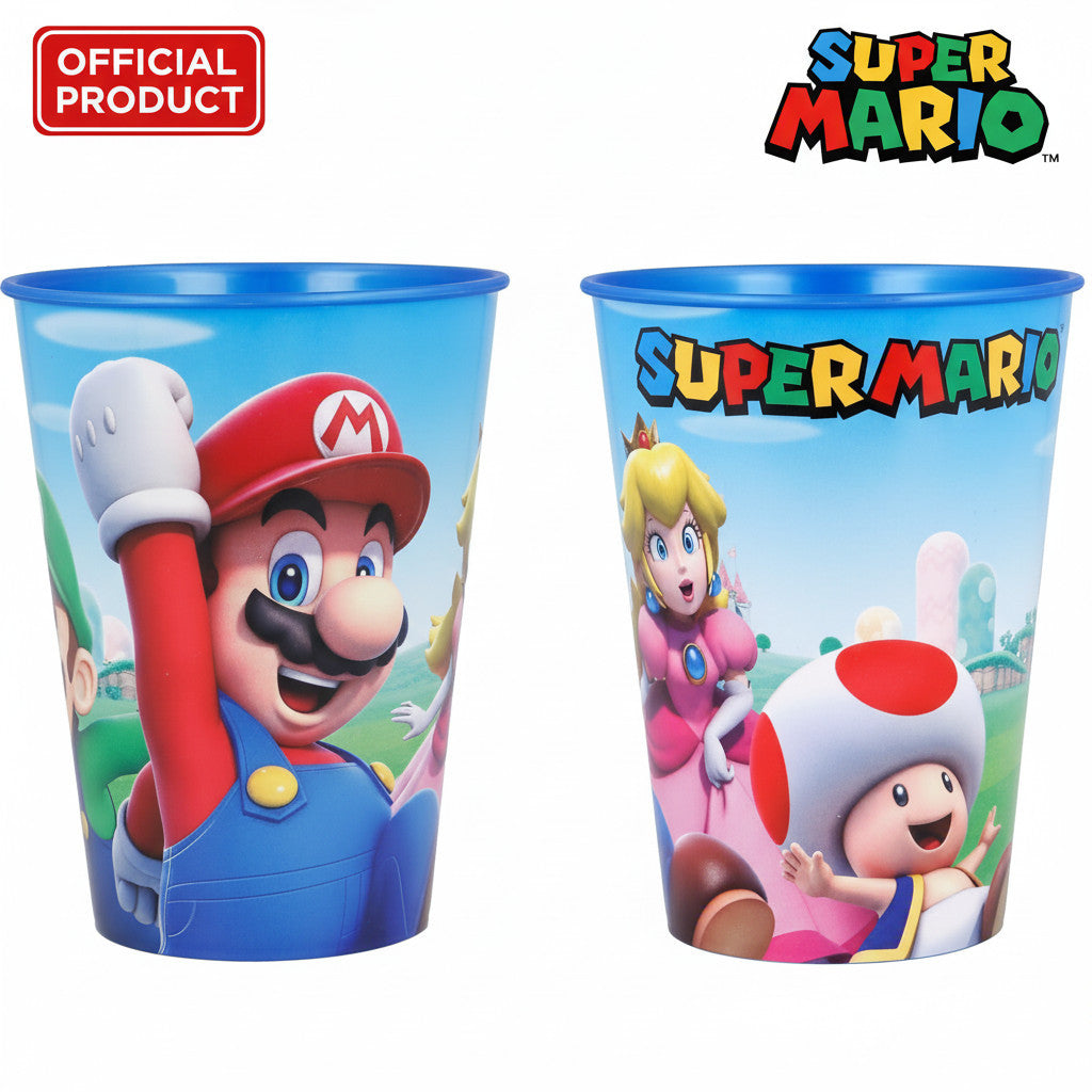 Set 2 Bicchieri per Bambini 260 ml in plastica Regalo per Ragazzi - Adatto per lavastoglie e microonde MARIO