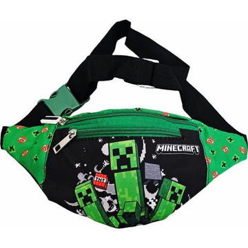 Borsello Bambino Marsupio Tracolla Ragazzo Spalla Regolabile Viaggio Sportivo Tempo Libero Gadget Minecraft 2 Tasche Zip
