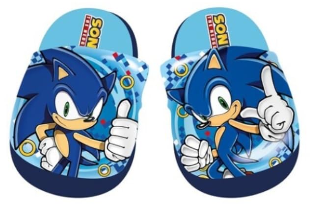 Sonic Pantofole Ciabatte Chiuse per Bambini, Morbide e Calde, Blu con Stampa del Personaggio