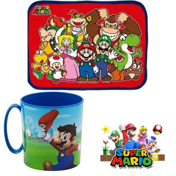 Set Merenda Colazione 2 Pezzi con Tovaglietta Ripiegabile Morbida Sottopiatto Pieghevole e Tazza Bicchiere 350ml  Microonde (MARIO)