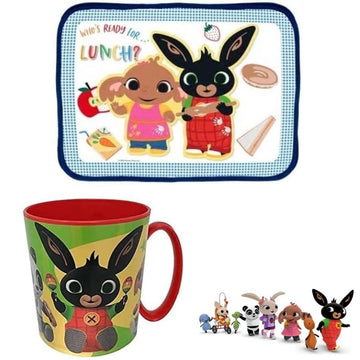 Set Merenda Colazione 2 Pezzi con Tovaglietta Ripiegabile Morbida Sottopiatto Pieghevole e Tazza Bicchiere 350ml  Microonde (BING)