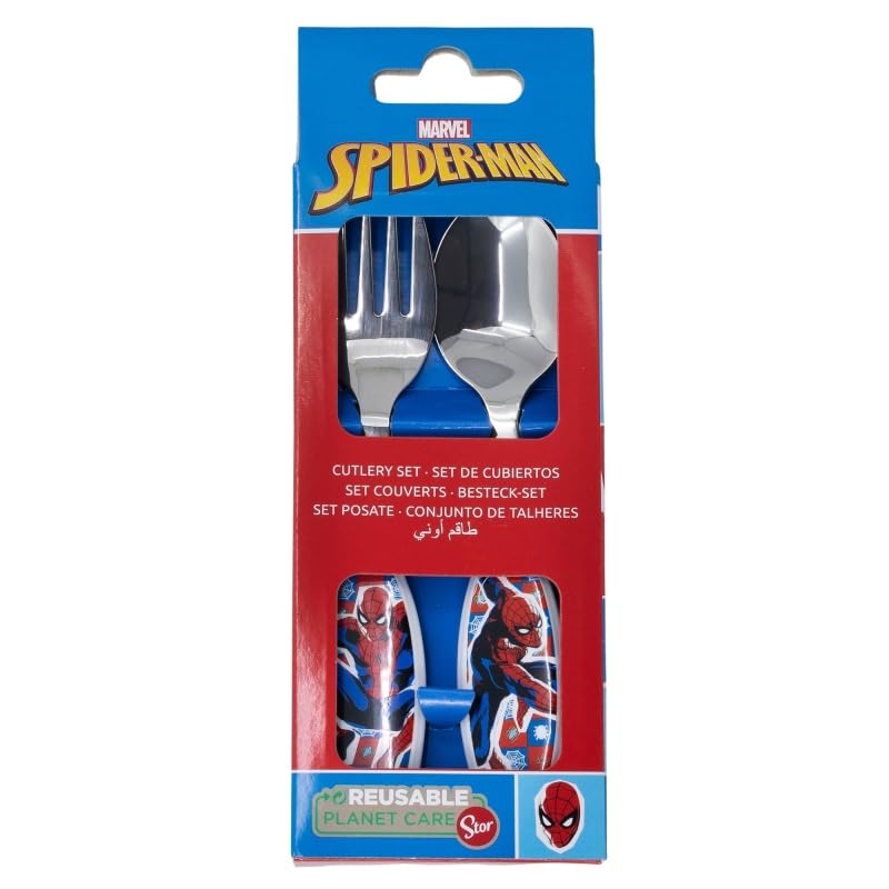 SPIDERMAN | Set Posate  Bambini in Acciaio Inossidabile - Forchetta e Cucchiaio (Spider-Man)