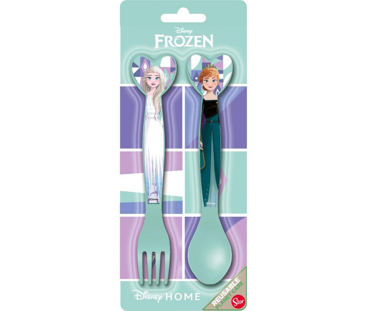 Set Posate  Bambini in Plastica Alimentare senza BPA - Forchetta e Cucchiaio Made in Spain ( Frozen)