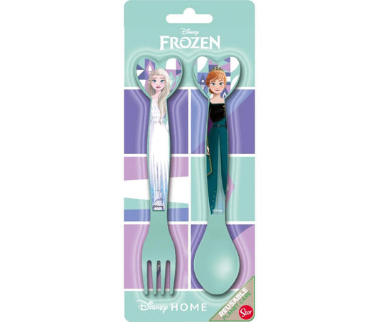 Set Posate  Bambini in Plastica Alimentare senza BPA - Forchetta e Cucchiaio Made in Spain ( Frozen)