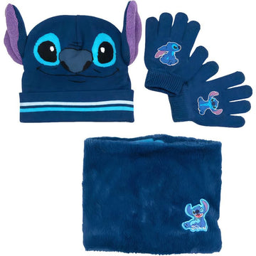 Set 3 Pezzi Stitch Cappello Guanti Scaldacollo Bambini Taglia Unica