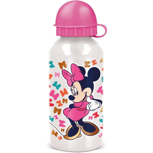 Borraccia Scuola Bottiglia Sport in Alluminio  Bambini 400ml con beccuccio retraibile (Minnie Mouse)