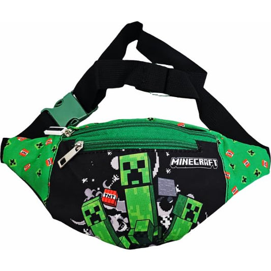 Borsello Bambino Marsupio Tracolla Ragazzo Spalla Regolabile Marsupio Viaggio Sportivo Tempo Libero Gadget con 2 Tasche Zip ( MINECRAFT)