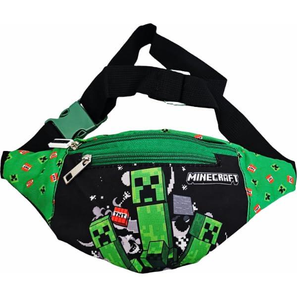 Borsello Bambino Marsupio Tracolla Ragazzo Spalla Regolabile Viaggio Sportivo Tempo Libero Gadget Minecraft 2 Tasche Zip