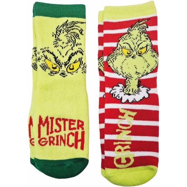 2 paia Calzini antiscivolo ufficiali bambino calze anti scivolo  Grinch (27-30)