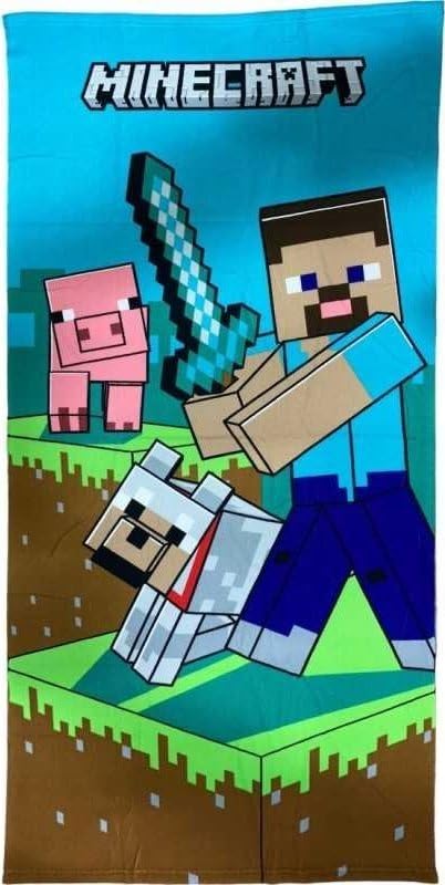 Telo Mare Asciugamano da spiaggia e piscina in microfibra CM. 140X70 asciugatura rapida, ultra morbido ( MINECRAFT)