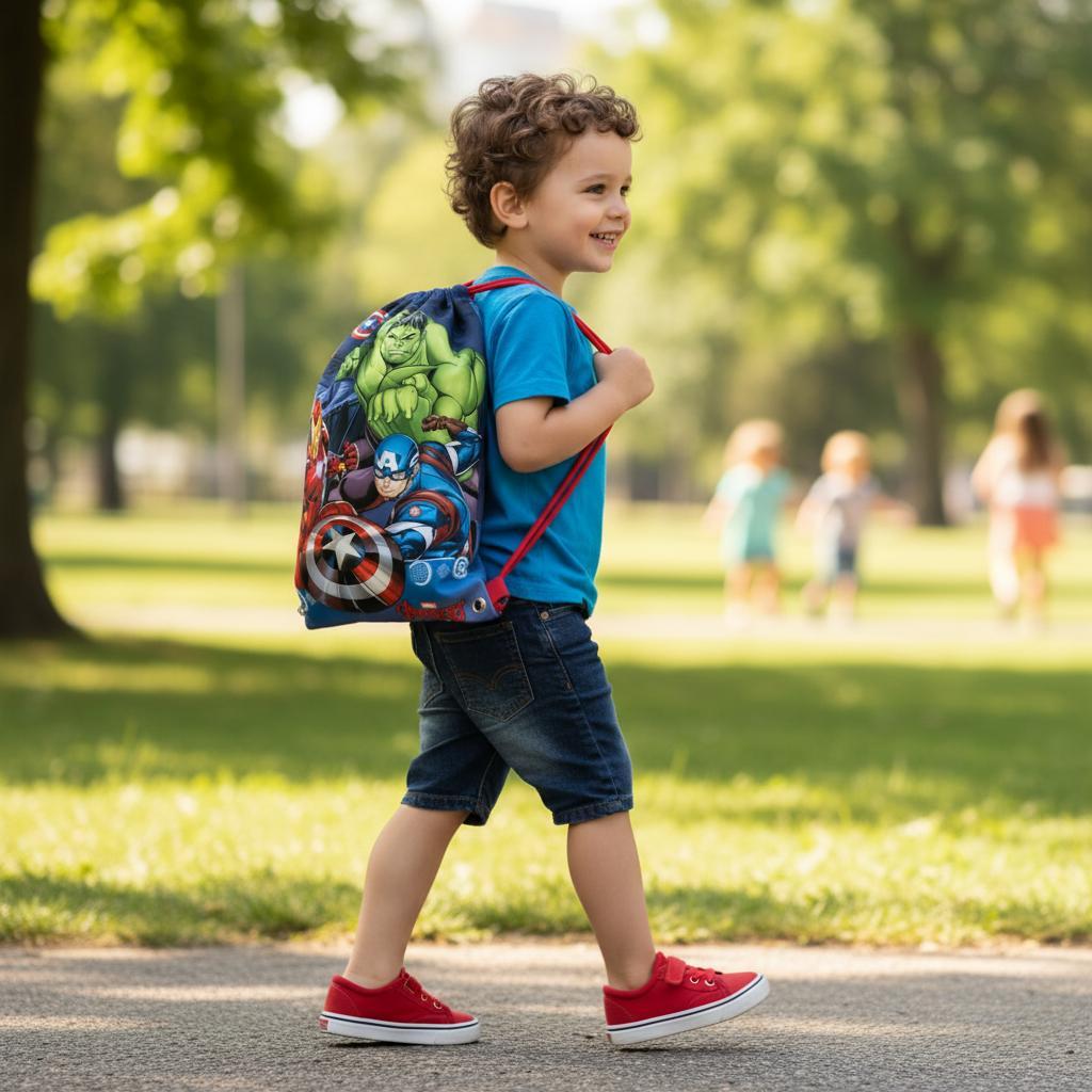 Sacca Sportiva con manici e tasca  Bambino, Borsa Coulisse Zaino  Asilo, Palestra, Piscina, Viaggio, Portascarpe ( AVENG