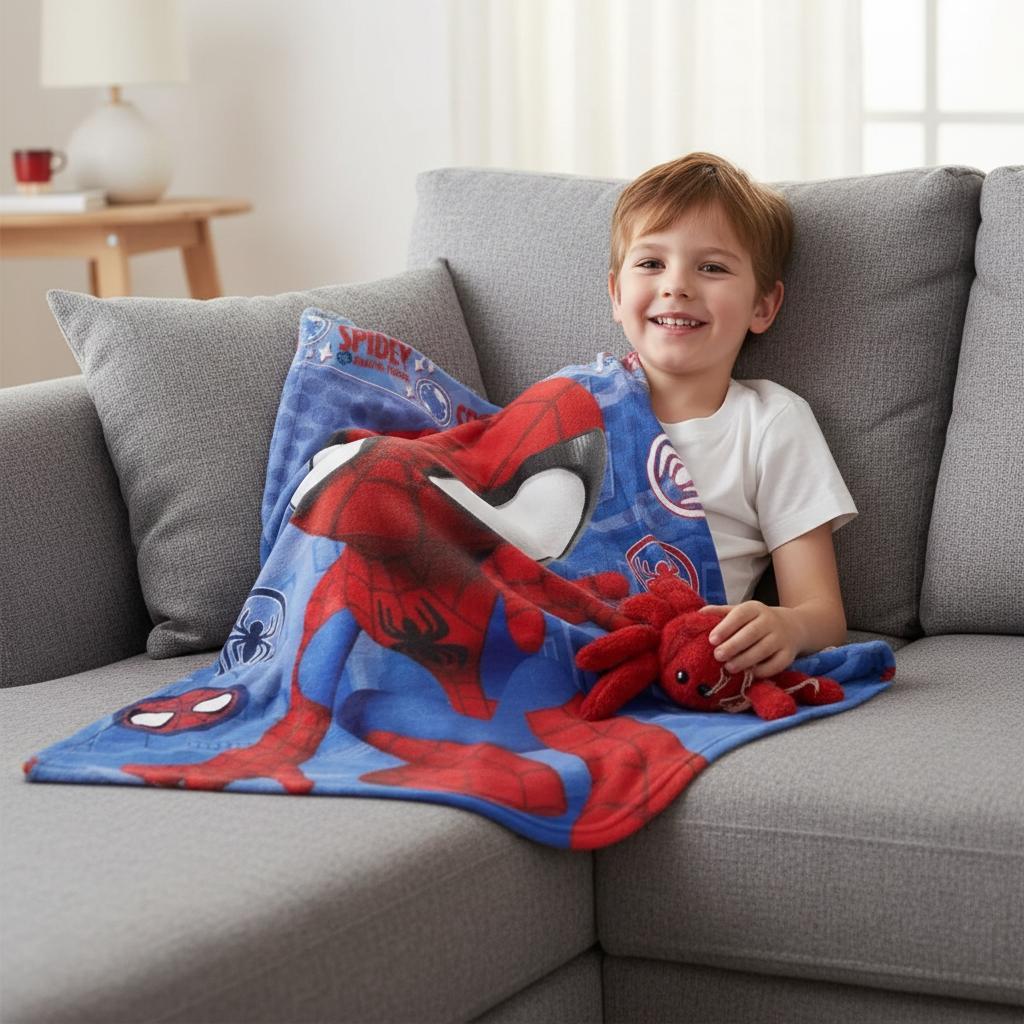 Coperta Ufficiale SPIDEY Plaid Morbida e Calda 100x140cm per Bambini Pile con stampa Idea Regalo SPIDER