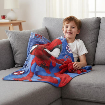 Coperta Ufficiale SPIDEY Plaid Morbida e Calda 100x140cm per Bambini Pile con stampa Idea Regalo SPIDER
