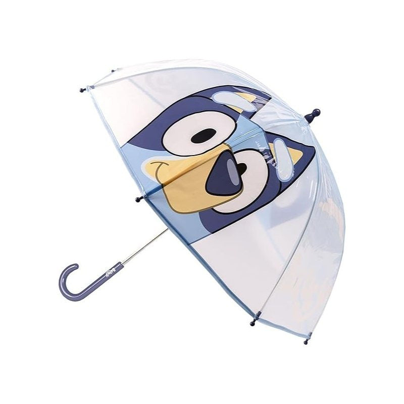 BLUEY - Ombrello da Pioggia Trasparente e Multicolore Unisex a Campana per Bambini