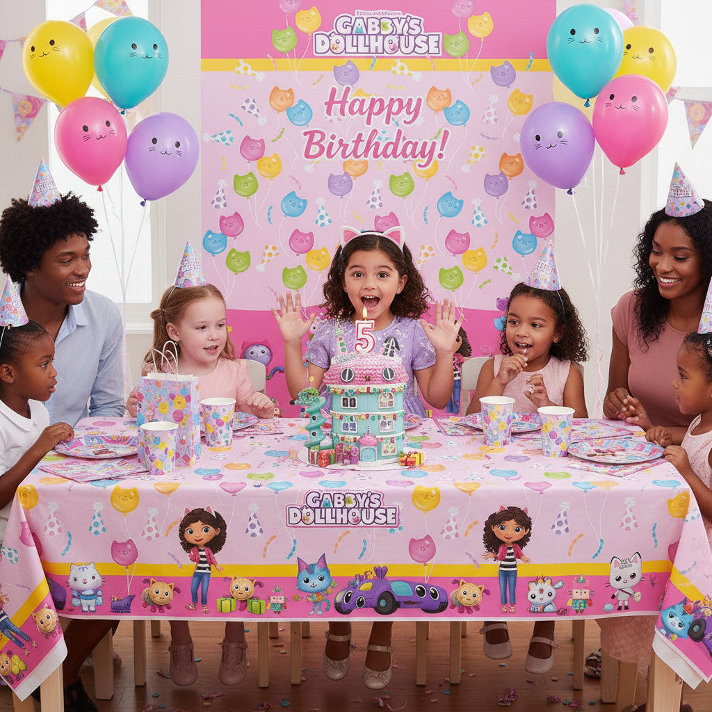 Tovaglia decorazione per compleanno dei bambini e feste a tema, Rettangolare, 120 cm x 180 cm, lavabile GABBY