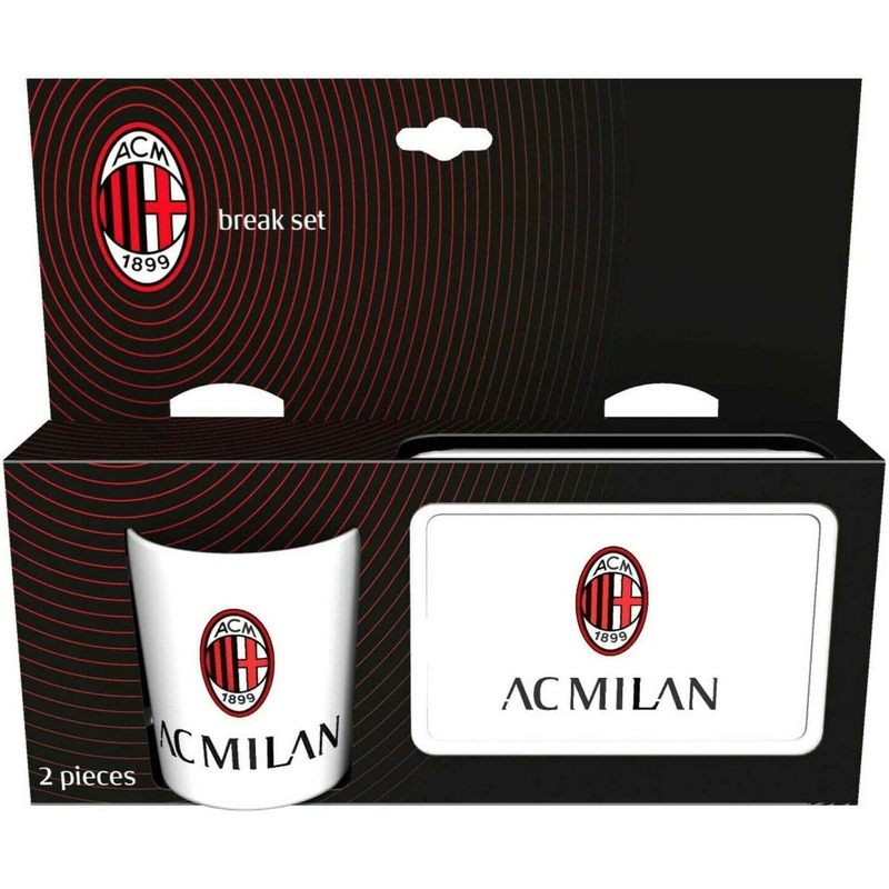 Set Regalo Portamerenda + Tazza in confezione regalo Tifoso Senza BPA per Ragazzi Prodotto Ufficiale (Milan)