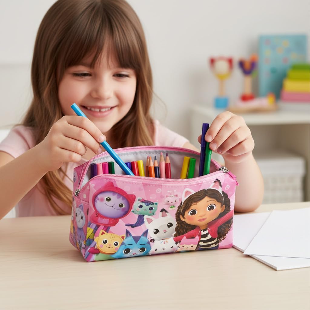 Portapenne Astuccio Triplo Borsellino Scuola e Asilo per Bambini e Ragazzi 22x12cm GABBY