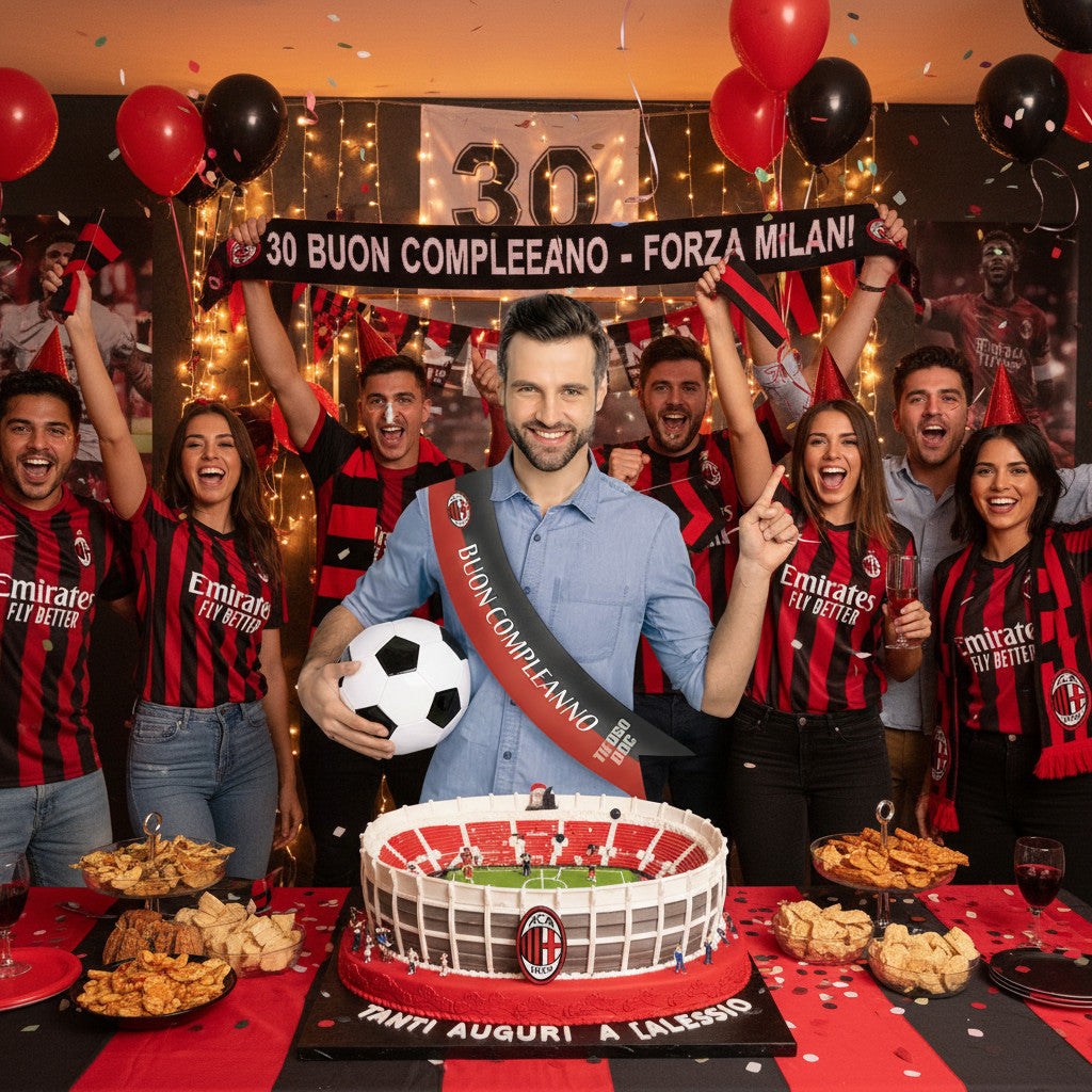 Fascia Ufficiale Festa Buon Compleanno per Tifoso Calcio 7,5 x 152 cm poliestere