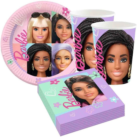 Kit Festa 8 Persone Set Tavola Addobbi Party Compleanno con 8 Piatti, 8 Bicchieri e 20 tovaglioli