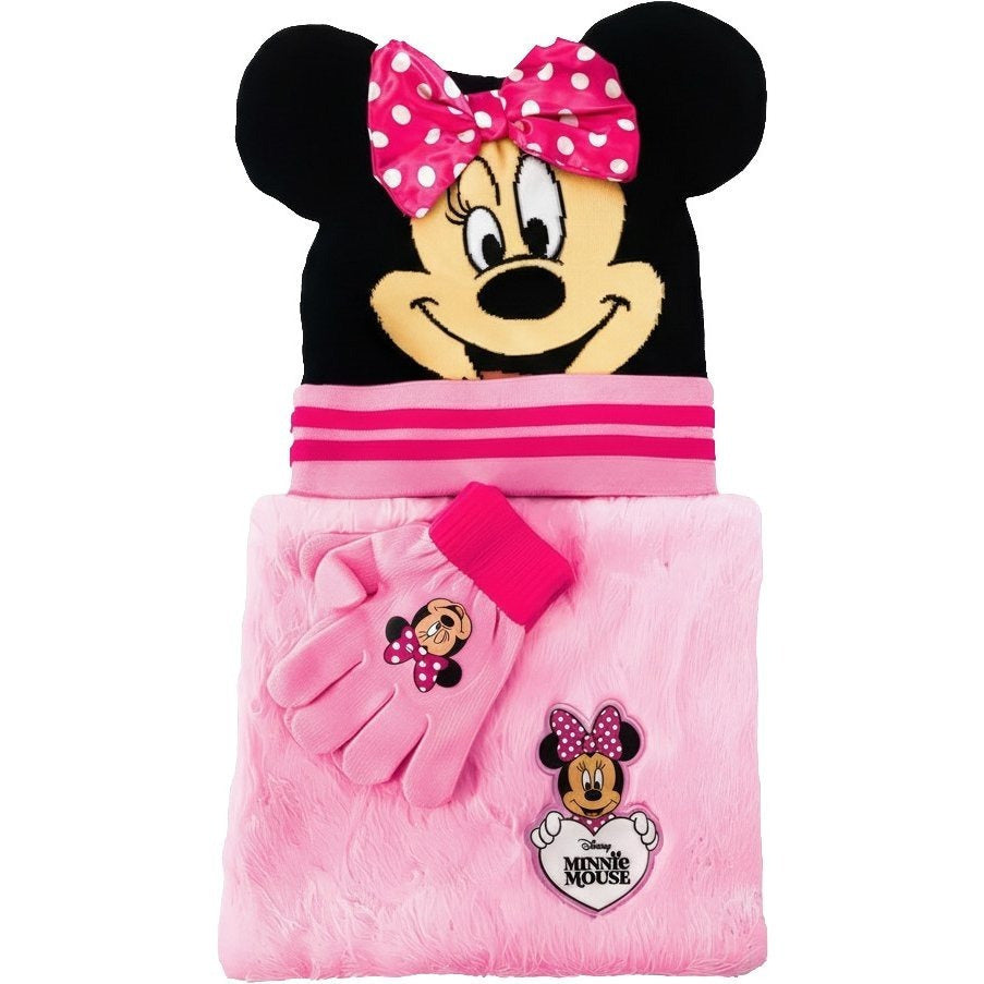 Set 3 Pezzi Minnie Mouse Cappello Guanti Scaldacollo Bambini Taglia Unica