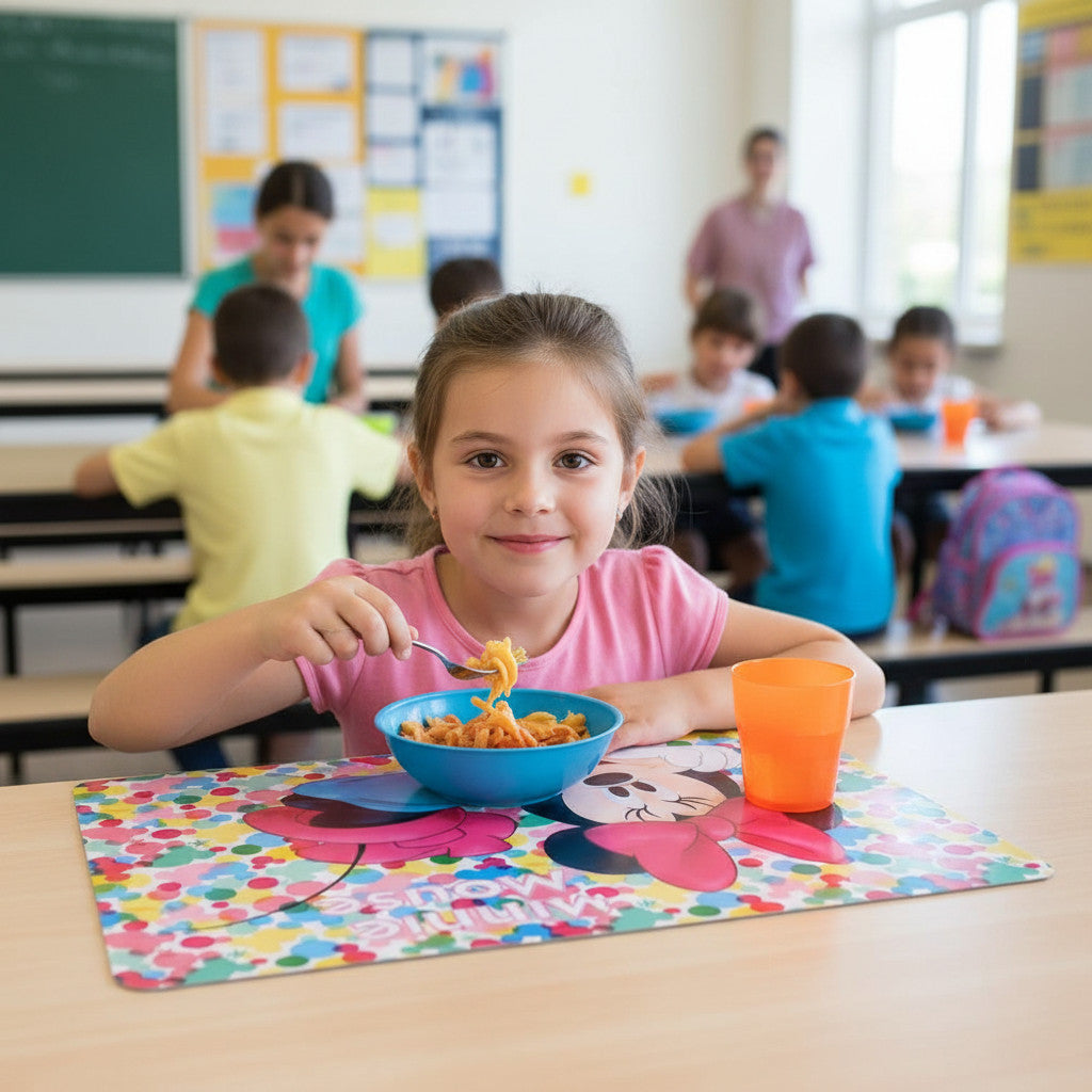 MINNIE MOUSE - 2 pezzi Tovaglietta Ufficiale Americana Plastificata Sottopiatto per colazione e pranzo Bambini Scuola TOPOLINA