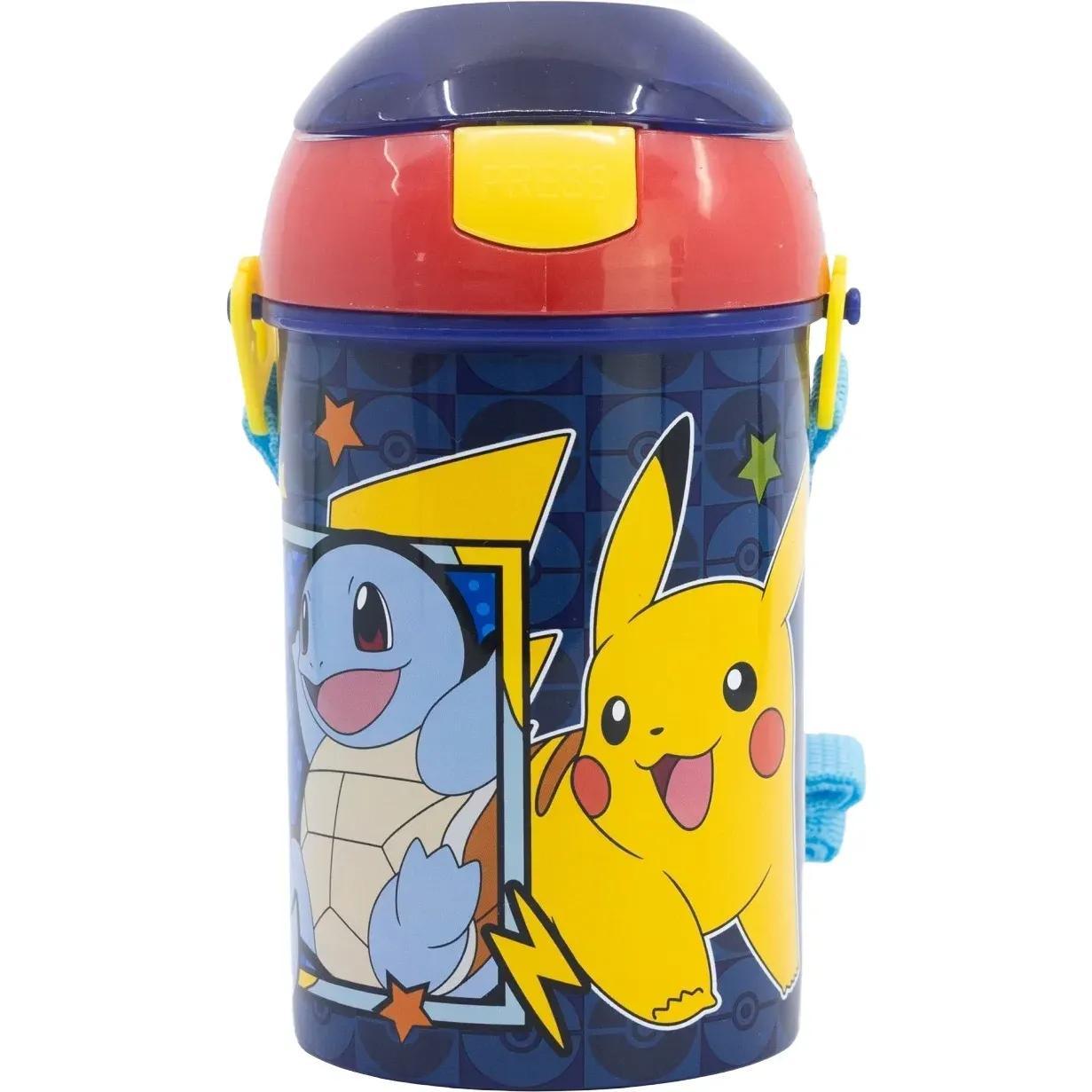 POKEMON - Borraccia Pop UP 450 ml con Tracolla e chiusura Tappo per Bambini Scuola