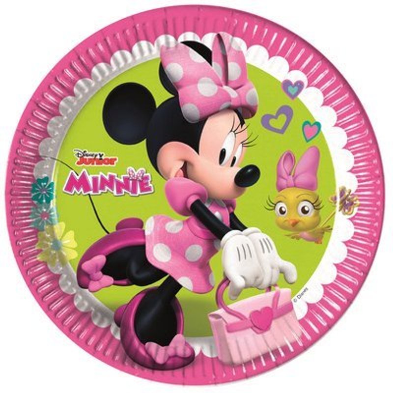 Kit Festa 8 Persone Set Tavola Addobbi Party Compleanno con 8 Piatti, 8 Bicchieri e tovaglioli (Minnie Mouse)