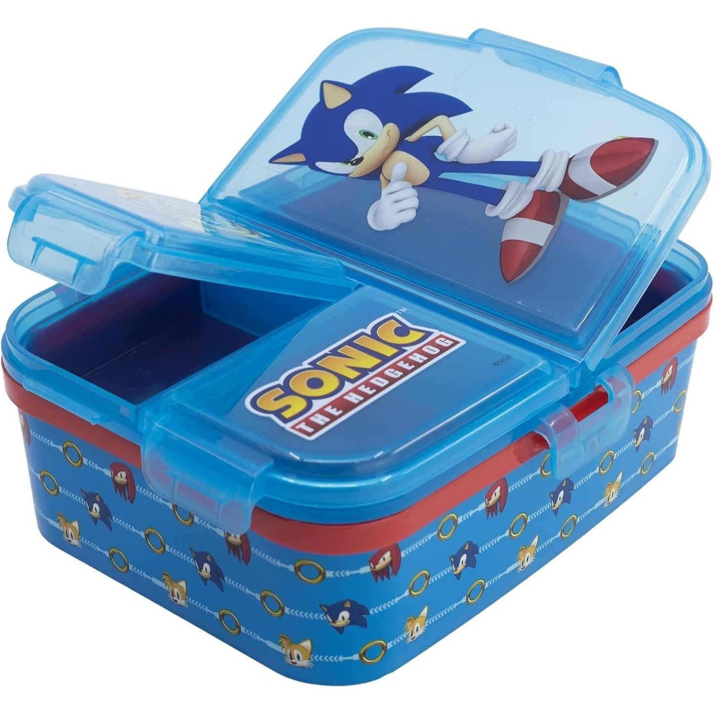 SONIC - Porta Merenda Scuola con 3 scomparti Portamerenda in Plastica Bambini Pranzo Launch Box - BPA Free