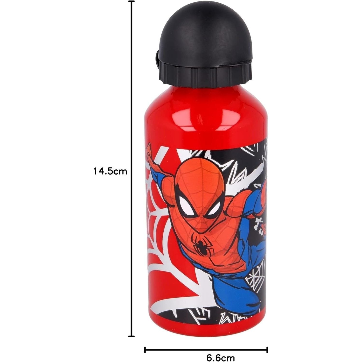 SPIDERMAN - Borraccia ufficiale Scuola Bottiglia Sport in lega di Alluminio per Bambini e Ragazzi 400ml con beccuccio retraibile - Spider-Man