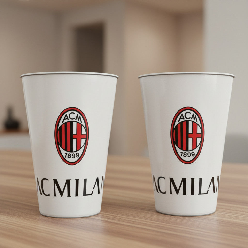 Set 2 Bicchieri in plastica 260ml Tifoso Senza BPA/Regalo  Ragazzi Prodotto Ufficiale ( Milan)