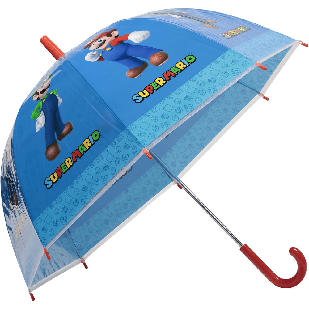 SUPERMARIO - Ombrello da Pioggia Trasparente e Multicolore unisex a campana per bambini SUPER MARIO