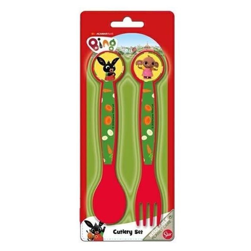 Set Posate  Bambini in Plastica Alimentare senza BPA - Forchetta e Cucchiaio Made in Spain (Bing)