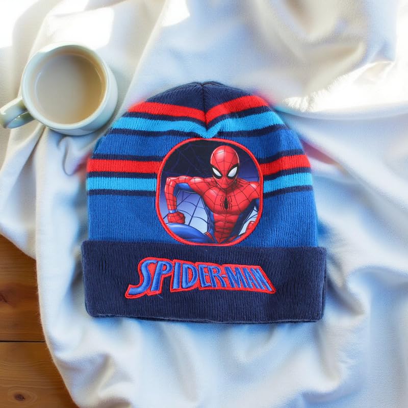 Marvel Cappello Invernale Spiderman, Righe Colorate, Taglia Unica Bambini