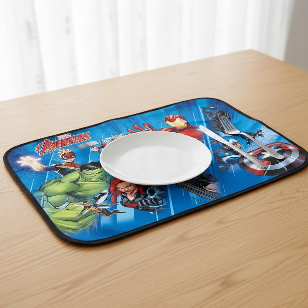 AVENGERS - Set Tovaglietta Morbida Ripiegabile Sottopiatto Impermeabile CM.30X40 con posate in accia 3