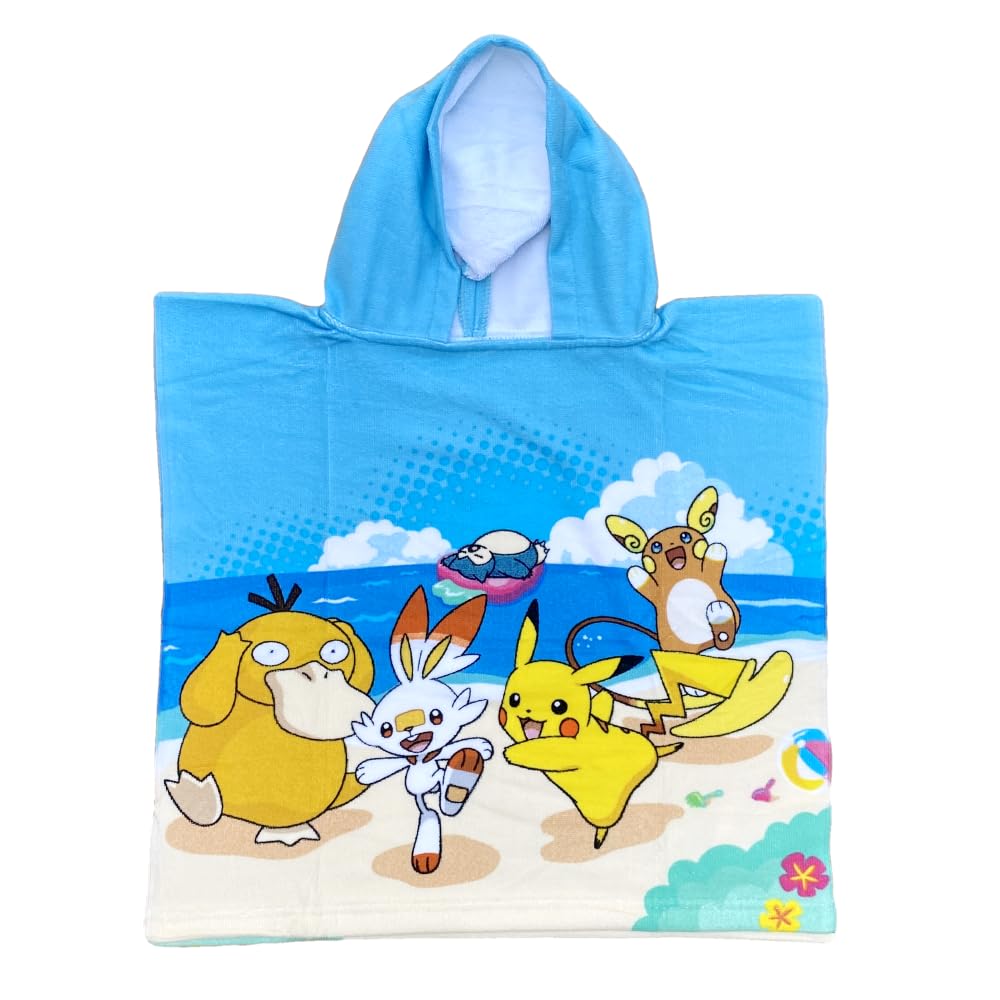 CARTOON Poncho mare Psyduck Scorbunny Raichu P1kachu per Pokemon accappatoio in poliestere per spiag