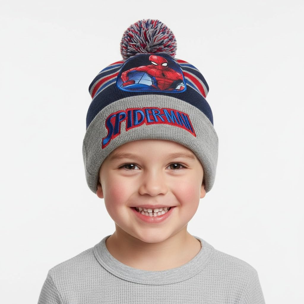 Marvel Cappello Invernale Spider-Man Grigio, Berretto in Maglia per Bambini 5