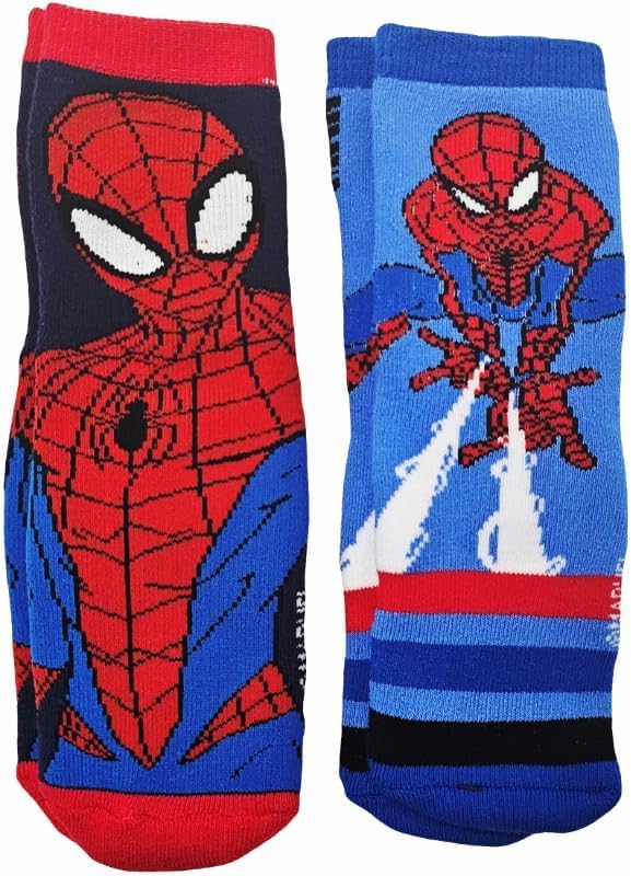 2 Paia Calzini Antiscivolo Ufficiali Bambino Spider-Man, Taglia 23-26