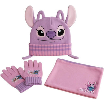 Set 3 Pezzi Stitch Cappello Scaldacollo Guanti Bambini Taglia Unica