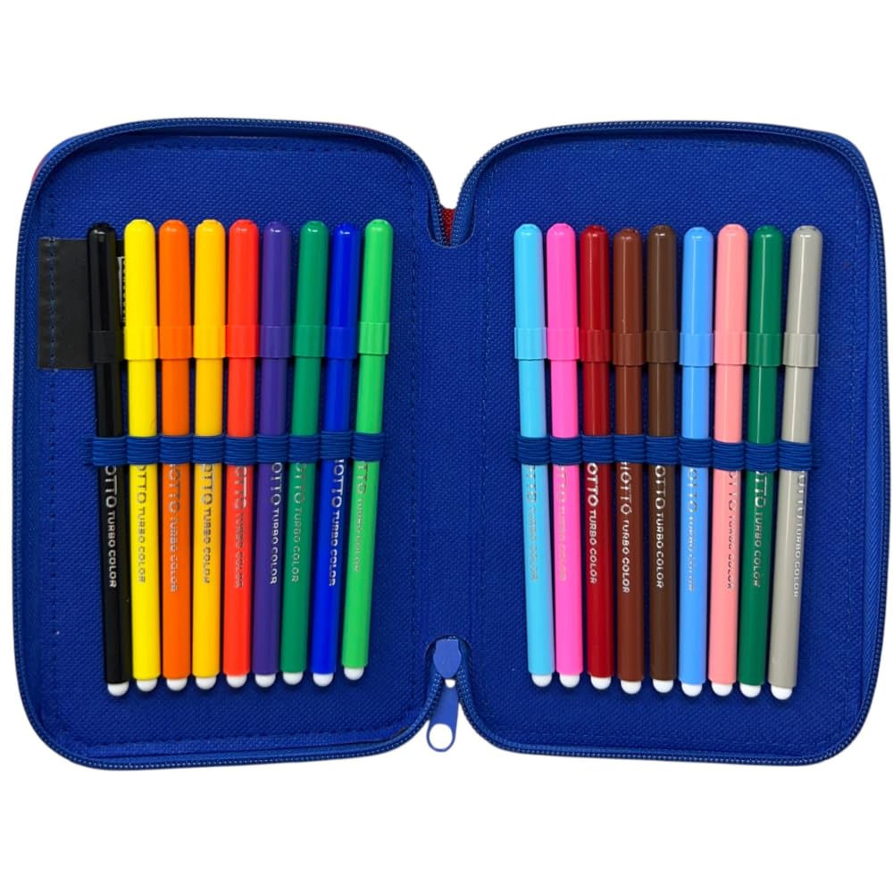 CARTOON Astuccio 3 zip Sonic triplo completo 44 pezzi cancelleria per la scuola multiscomparto penne 5