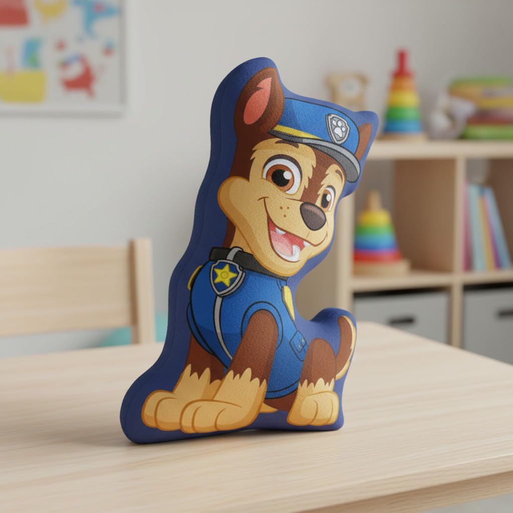 Paw Patrol Cuscino Sagomato Chase 3D, Cuscino Peluche Morbido per Bambini in Microfibra, 35 x 22 cm, 5
