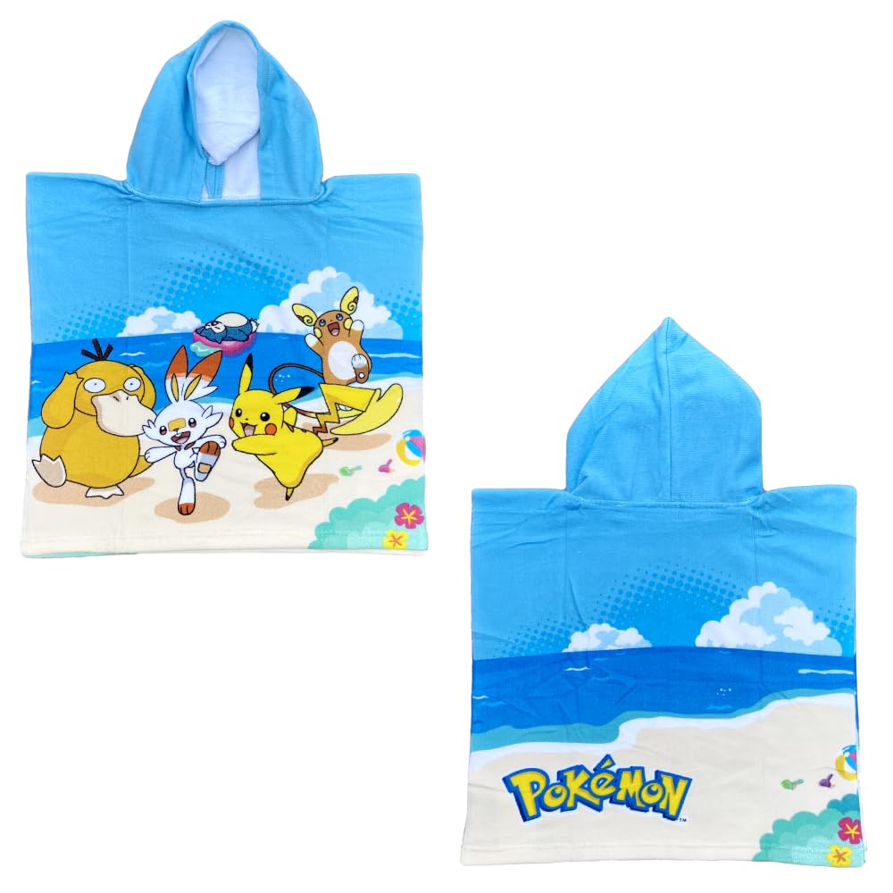 CARTOON Poncho mare Psyduck Scorbunny Raichu P1kachu per Pokemon accappatoio in poliestere per spiag