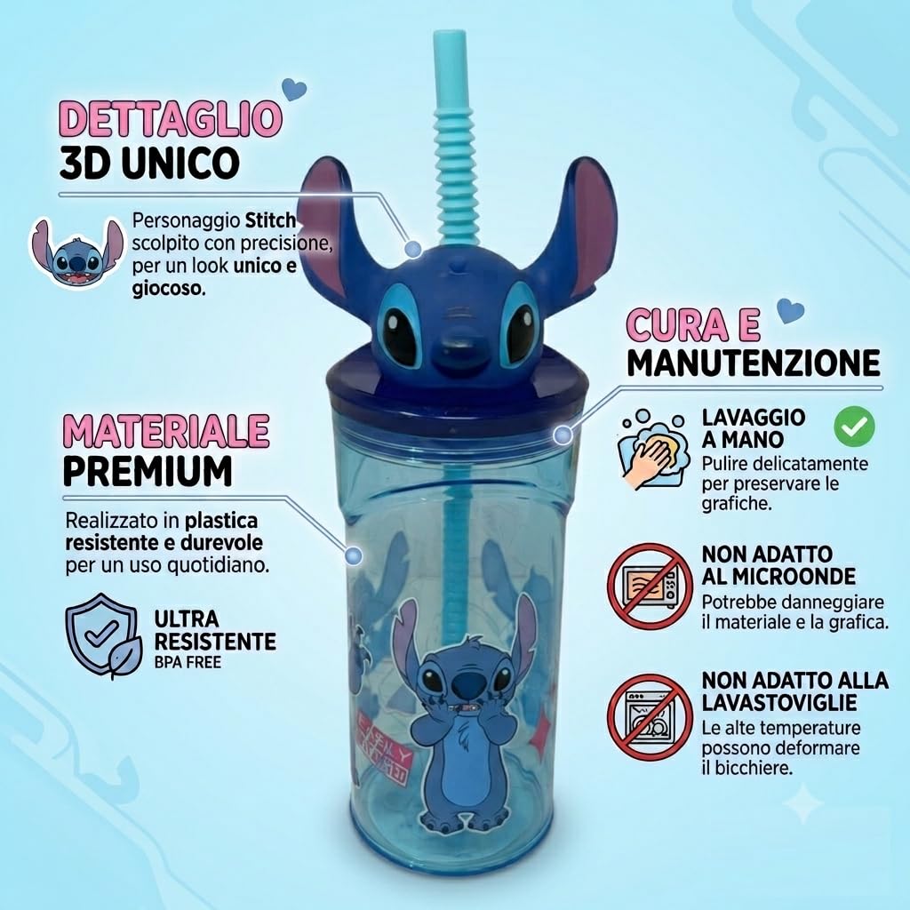 Bicchiere 360ml con Cannuccia e Personaggio 3D per Bambini 2