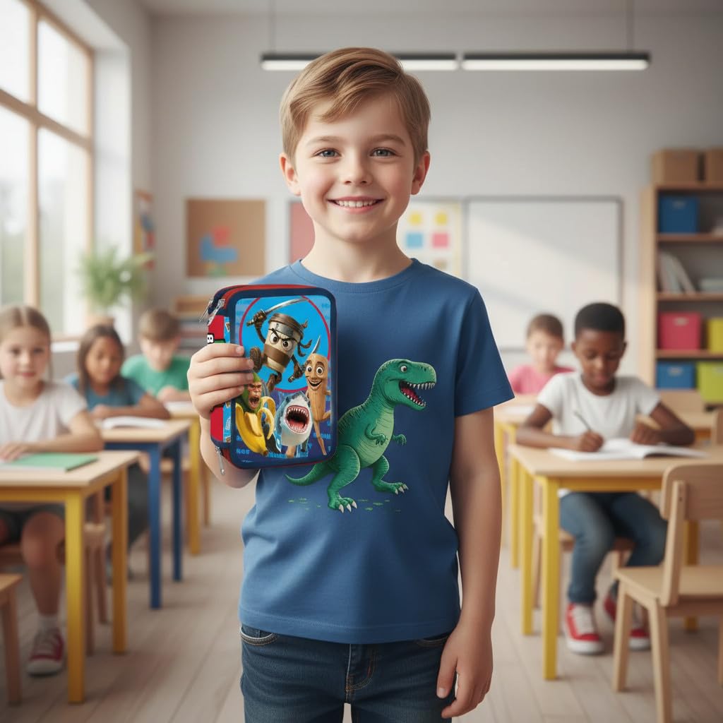Portapenne Astuccio Triplo a scomparti Borsellino Scuola e Asilo per Bambini e Ragazzi 22x12cm BRAIN
