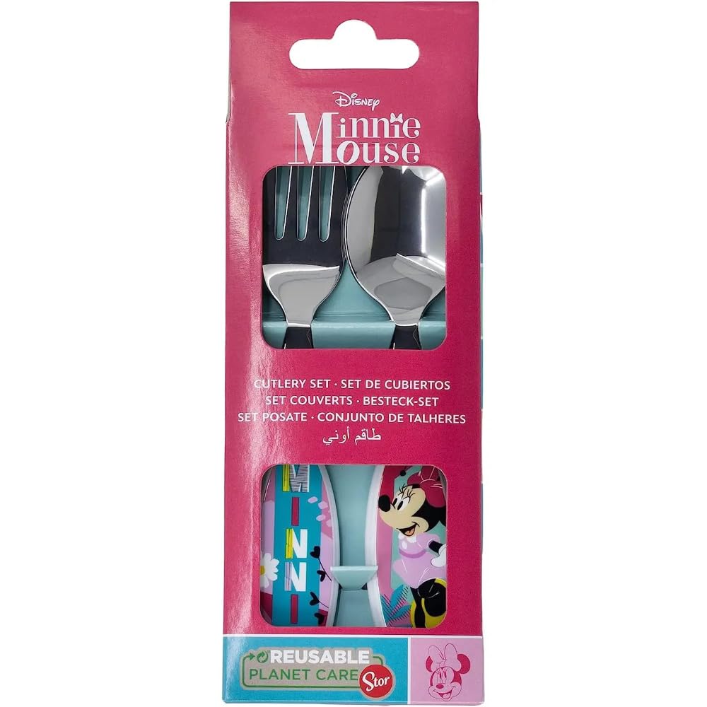 Set Posate  Bambini in Acciaio Inossidabile - Forchetta e Cucchiaio ( MINNIE MOUSE)