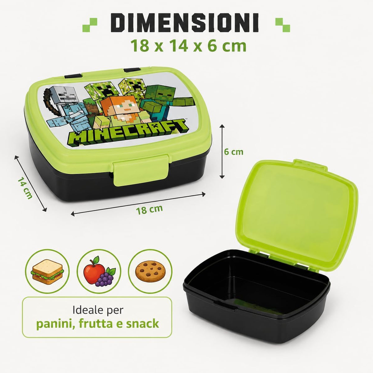 MINECRAFT - Contenitore Portapranzo Porta merenda Scatola Sandwich Box per Bambini 7