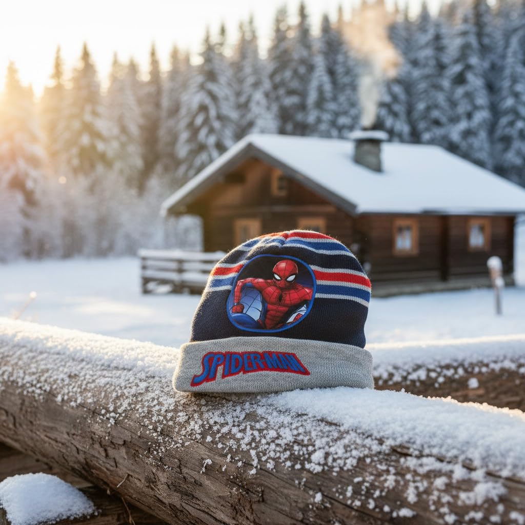 Marvel Cappello Invernale Spider-Man Grigio, Berretto in Maglia per Bambini 8